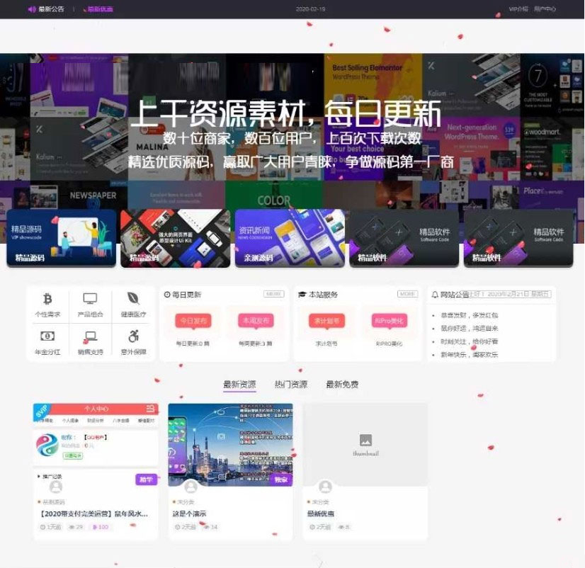 WordPress资源分享下载站日主题RiPro主题全站美化包 集成到后台功能 • BUG软件